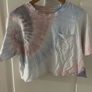 American Eagle Outfitters Tie-Dye Crop Top - Pink, Blue, White